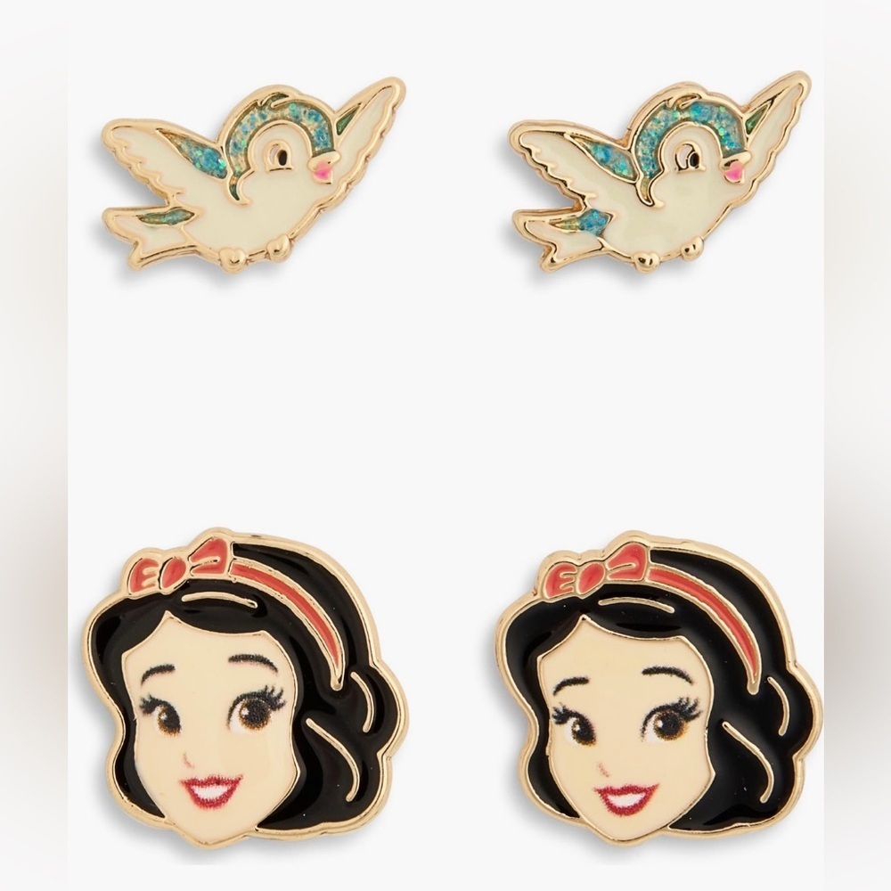 BaubleBar Disney Snow White and Birds set of 4 earrings NWT
